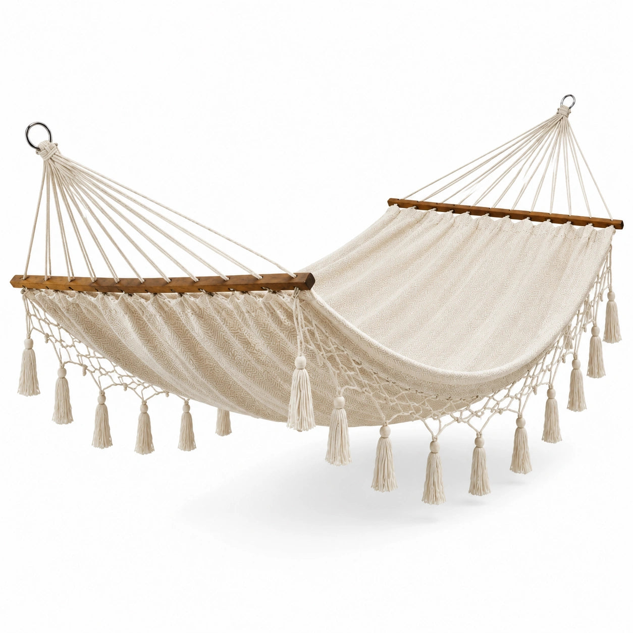 Amaca in Cotone e Legno Massello Avorio 200x150 cm