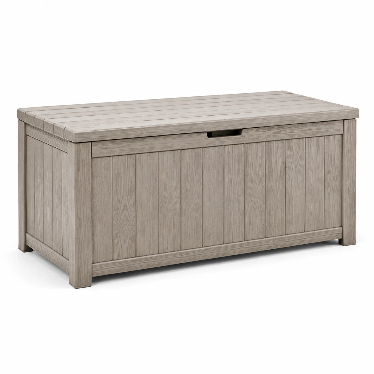 Baule da esterno in resina effetto legno grigio
