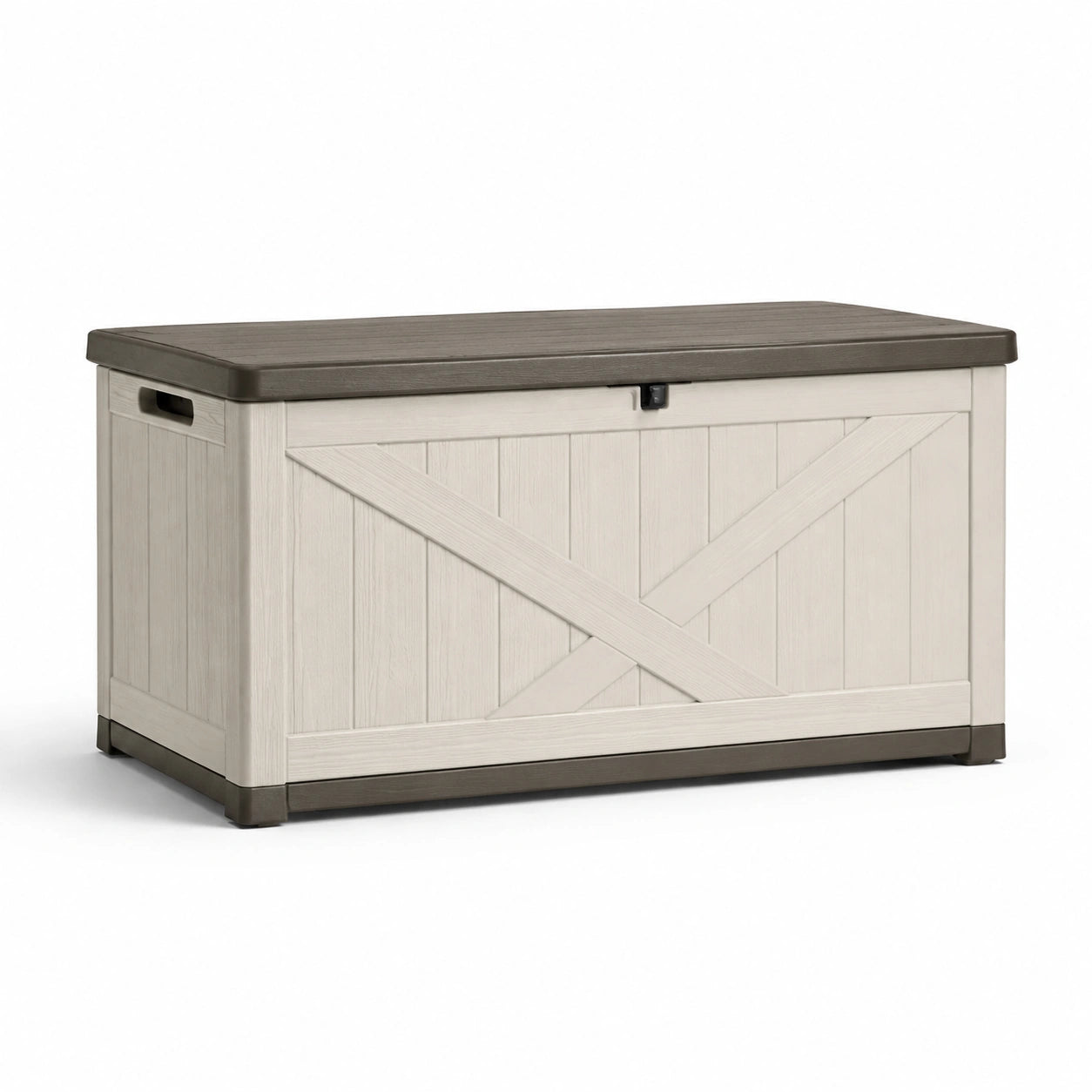 Baule da giardino in plastica beige e marrone