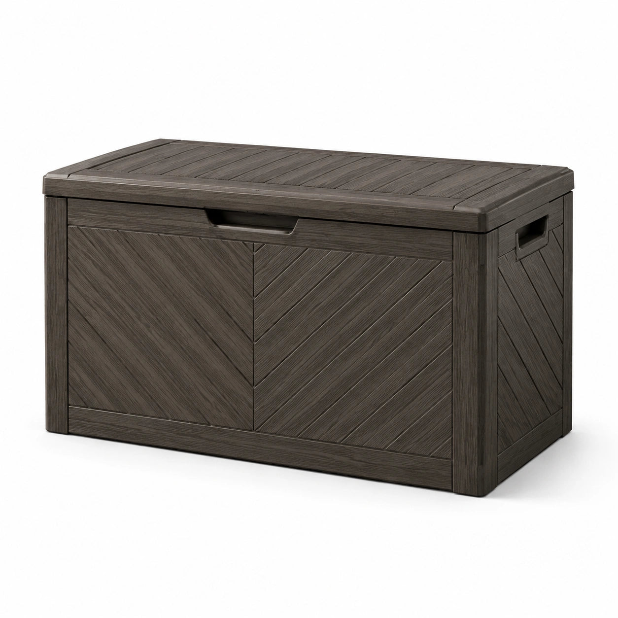 Baule da giardino in plastica marrone 117x45x57 cm