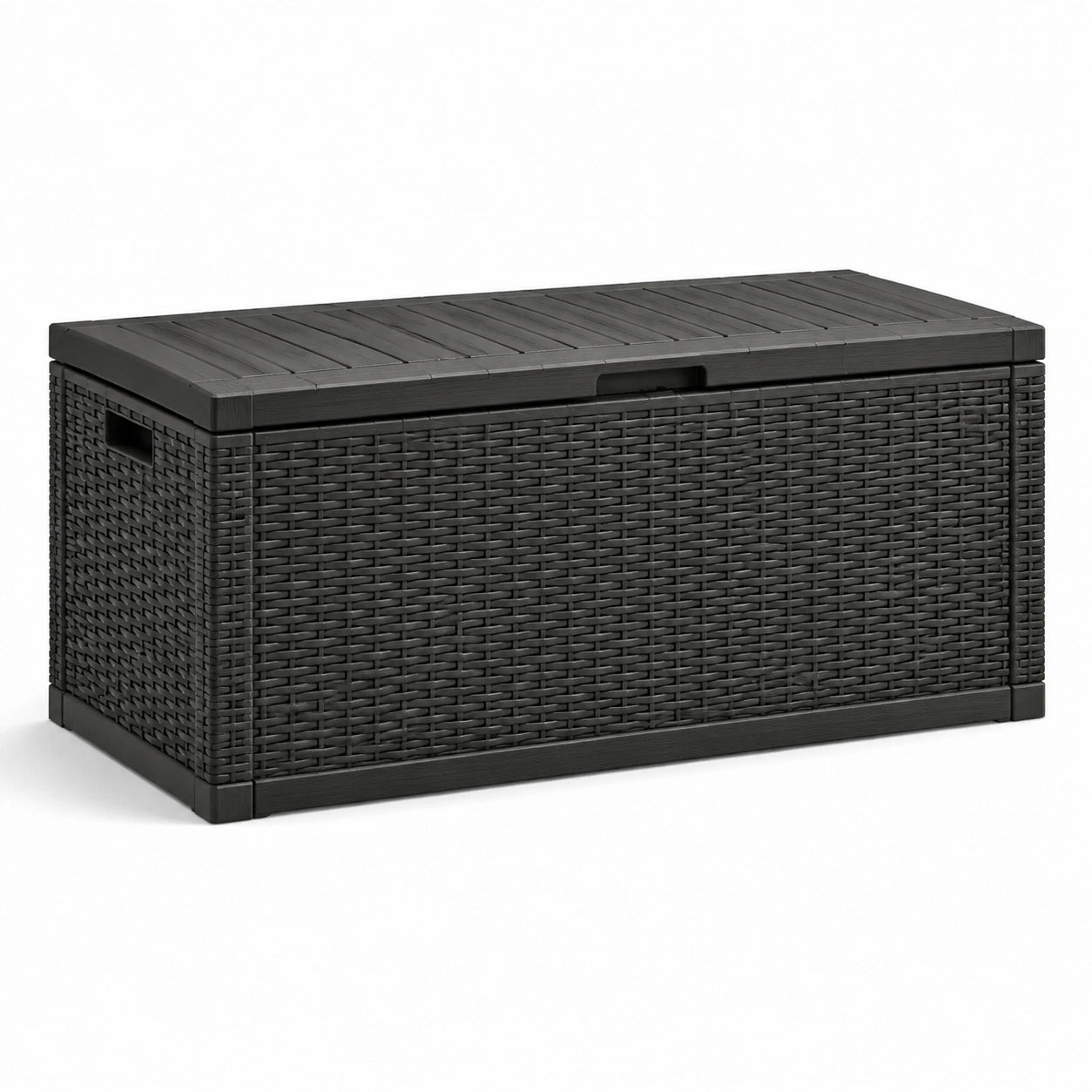 Baule da giardino in plastica effetto rattan antracite