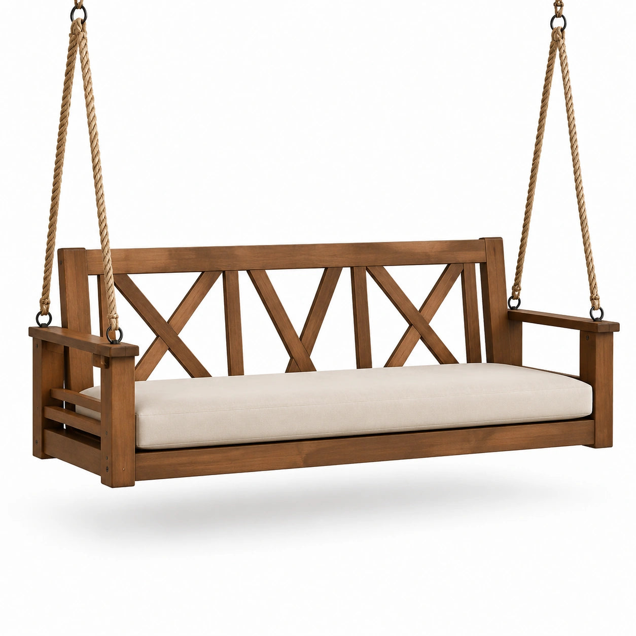 Dondolo in legno con cuscino in tessuto 200x80x60 cm