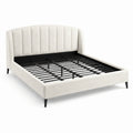 Letto matrimoniale in tessuto poliestere beige con struttura in metallo 160x200 cm