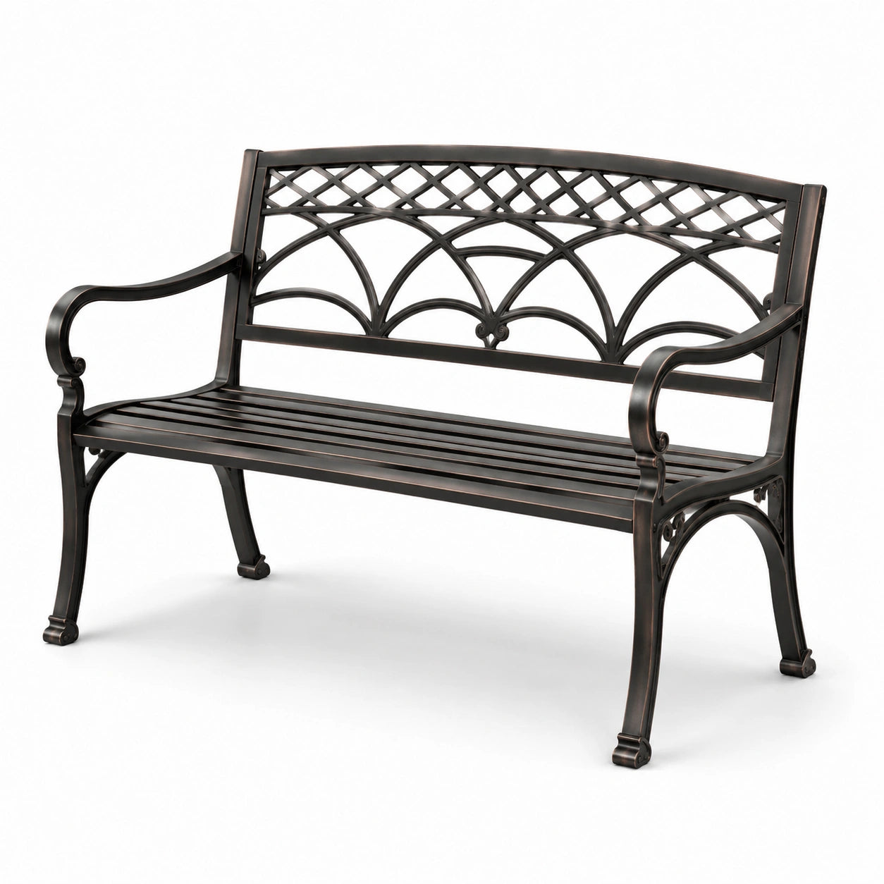 Panchina da giardino in alluminio nero 125x60x85 cm